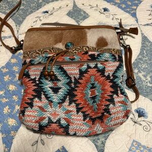 Myra Bag Brown and Teal Crossbody Bag